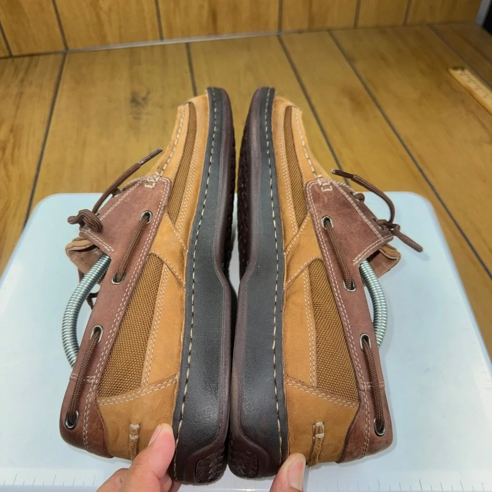 Clarks Mens 78383 Boat Shoes Tan Brown Nubuck Leather Mesh Loafers 10.5 M
